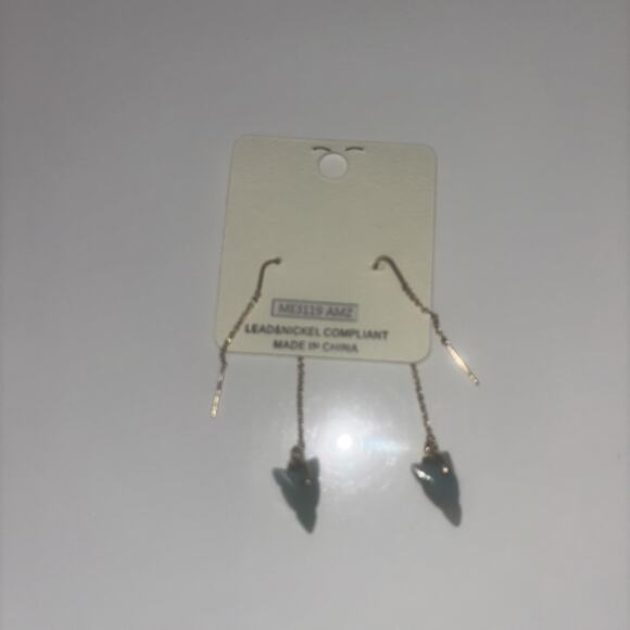 Women Girl Dangle Pull Through Threader Earrings Turquoise Teal Stone‎ Boho Indi - Picture 8 of 12